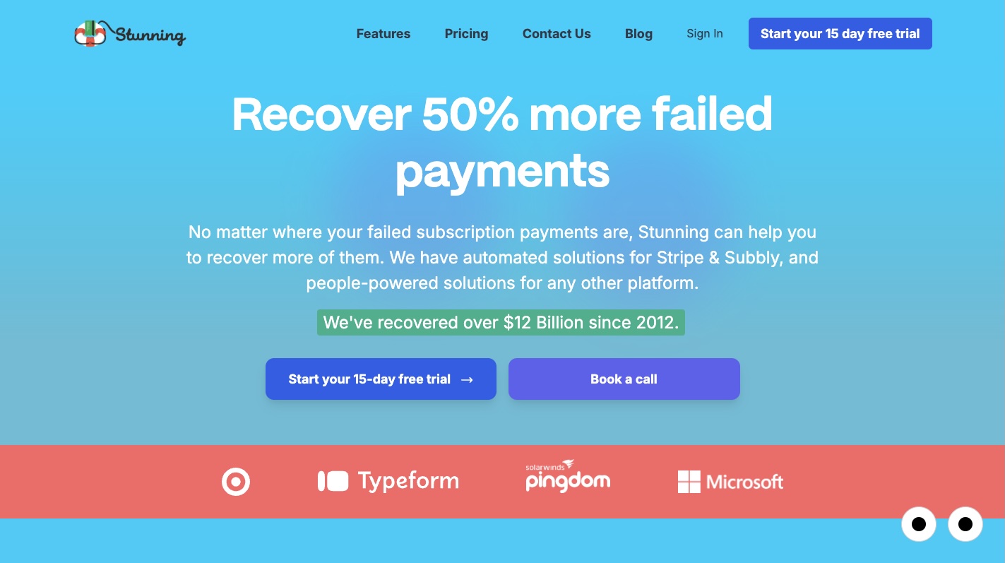 Stunning homepage screenshot