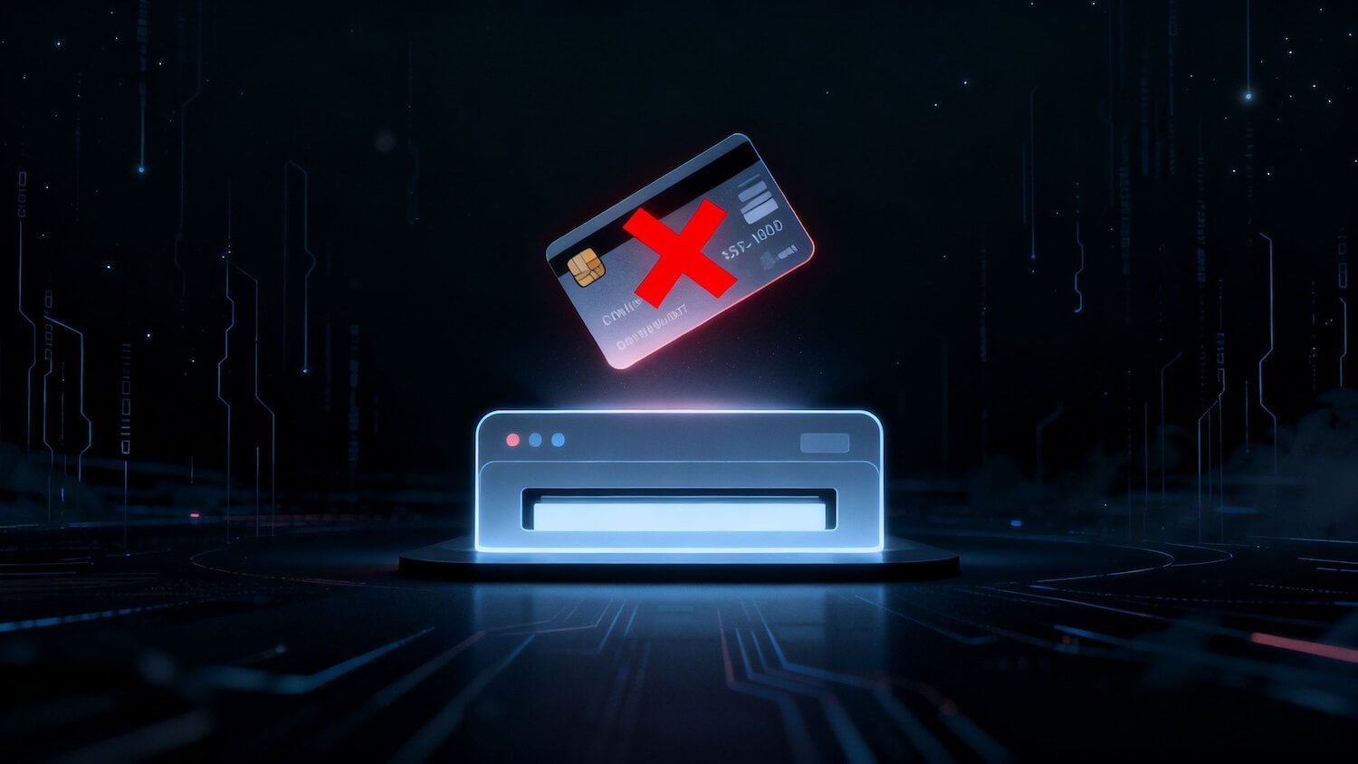 Credit card declined at payment terminal.